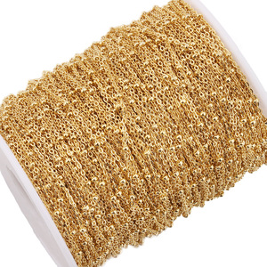 Chaîne en acier inoxydable plaqué or 18 carats avec fermoir perlé, style français, collier délicat, chaîne de clavicule, chaîne basique, plaqué sous vide - Product Image 4