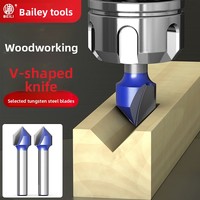 Fresa de ranurado en V de 90 grados Beili con vástago de 1/4 de pulgada de carburo de tungsteno para chaflanar y recortar bordes en madera y MDF