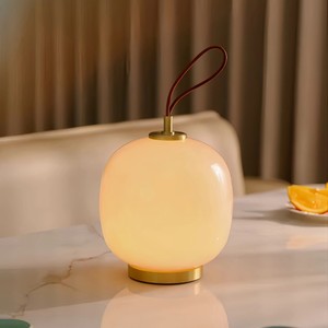 Portable Wireless Charging <b>Table</b> Lamp Glass Shade Led Night Light Battery Powered For Bedroom Living Room Desk Ambient Lighting - Product Image 3