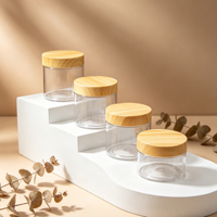 Bocaux en plastique PET ronds transparents givrés avec couvercle en bois, vides, de 30 ml, 50 ml, 100 ml, 4 oz, 200 ml, 8 oz, 250 ml, 300 ml, 500 ml
