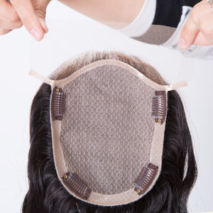 Накладка для волос TopElles Custom Wave, натуральные черные европейские волосы Remy, 6 мм, шелковая основа, средняя часть, для женщин, салонное качество - Product Image 1