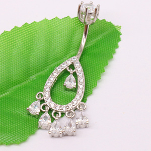 Gaby zircone <span class=keywords><strong>argento</strong></span> 925 sterling belly ring ciondola <span class=keywords><strong>ombelico</strong></span> anello <span class=keywords><strong>piercing</strong></span> gioielli pancia - Product Image 2