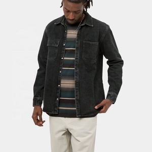 Chemises personnalisées pour adolescents Chemises en jean découpées pour hommes Veste en jean 100% coton Chemise en denim <span class=keywords><strong>noir</strong></span> décontractée pour hommes - Product Image 4
