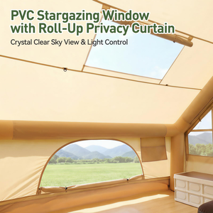 Carpa Inflable para Acampar, para 4/5 Personas, Grande, de una Sola Capa, de Lona de Algodón, con Ventilación por <span class=keywords><strong>Chimenea</strong></span>, Instalación Rápida, Puertas Dobles, Bomba de Aire, Impermeable 3 - Product Image 5