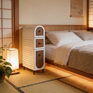 Armoire <span class=keywords><strong>de</strong></span> <span class=keywords><strong>rangement</strong></span> étroite en plastique à trois niveaux, style rétro, pour la maison, le salon, la <span class=keywords><strong>chambre</strong></span>, design minimaliste moderne, gain <span class=keywords><strong>de</strong></span> place - Product Image 5