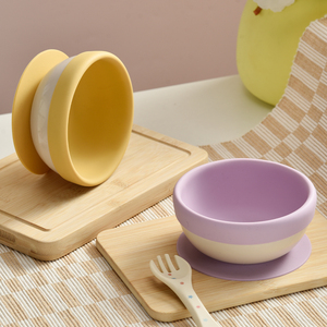 Bol à ventouse en silicone coloré écologique pour bébé, sans BPA, avec revêtement amovible, vaisselle pour tout-petits et enfants - Product Image 4