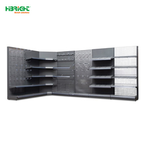Étagère murale multifonctionnelle Highbright à panneau arrière perforé en grille, présentoir de vente au détail avec accessoires - Product Image 2