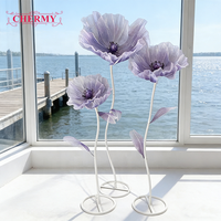Décorations de mariage en gros, grandes et hautes, ensemble de supports de fleurs géantes romantiques en soie, fleurs artificielles géantes sur pied