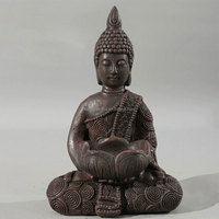 Figurine de moules de statue de bouddha méditant à l'aspect bronze antique, sculpture de moules de bouddha de jardin zen