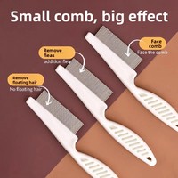 Peigne anti-puces à dents fines en acier inoxydable, manche en plastique creux antidérapant, outil de toilettage pour chats et chiens, pour éliminer les puces, les tiques et les nœuds