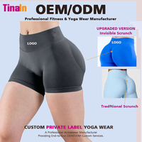 Tinain Custom Activewear Fabrikant Hoge Taille Naadloze Onzichtbare Scrunch Anti-Pilling Stretch Stof Pilates Workout Shorts
