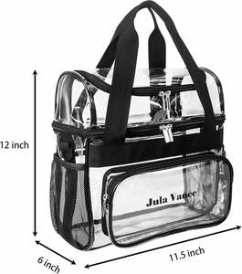 Stadium Approved Double Decker Crossbody <b>Transparent</b> PVC Lunch Tote <b>Makeup</b> Travel Organizer <b>Bag</b> Sport Event Concert Zipper - Product Image 6