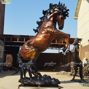 YOUFINE Большая уличная скульптура прыгающей лошади из меди, латуни и бронзы - Product Image 4