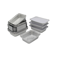 Barquettes rectangulaires jetables en aluminium avec couvercles en PP, contenants alimentaires en vrac pour la restauration, les plats à emporter et les restaurants