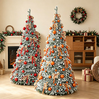 Sapin de Noël en plastique rouge LILIS |   Ornement pliable de 6 pieds |   Étanche IP65 pour usage commercial |   Installation en 60 secondes pour les fêtes