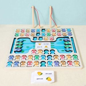 Jeu de pêche magnétique en bois pour enfants de 3 à 5 ans avec 2 cartes flash d'orthographe - Product Image 2