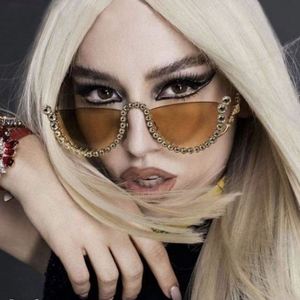 Gafas de Sol de Cristal con Logotipo Personalizado 2025, Vintage, de Lujo, para Mujer, con Pedrería, Protección UV400, Media Ovaladas - Product Image 2