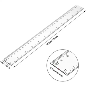 סיטונאי 30 Cm 12 אינץ ברור שקוף שליט יכול להיות מותאם אישית לוגו עבור בית הספר