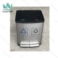 Poubelle à pédale PD-D02 SS 30L Poubelle à double pédale 15L * 2 Poubelle à pédale domestique pour hôtel de bureau avec 2 poubelles