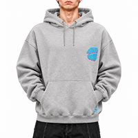 Sweat à capuche graphique Anime court gris chiné en coton avec impression DTG, logo en relief, style japonais Kawaii, streetwear Y2K Hip Hop pour hommes et femmes