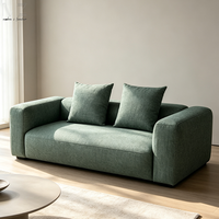 Canapé de luxe à assise profonde et arrondie, fauteuil en tissu marron de haute qualité, canapé moderne minimaliste pour salon avec coussins assortis