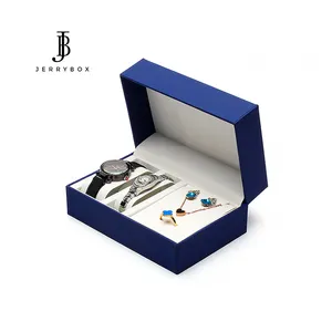 Caja de regalo de cuero pu con logotipo personalizado para mujer, cajas de joyería de moda, 2 carcasas de reloj