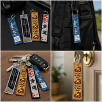 Gepersonaliseerde sleutelhanger met geborduurde print, geweven stof, dubbelzijdig twill, voor bagage, souvenir of tas.
