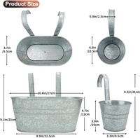 Lot de 3 jardinières suspendues vintage en acier allié avec trou de drainage, crochets détachables et finition thermolaquée pour