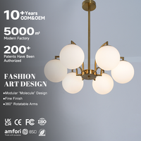 Moderne, elegante ijzeren glazen 2700K zacht warmwitte oogbeschermende LED hanglamp voor woonkamer en restaurant