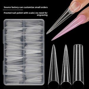 160 Uñas Postizas Largas Cuadradas Tipo Ataúd con Curva C Baja, Uñas Artificiales de ABS sin Costuras para Extensión Francesa, Venta al por Mayor - Product Image 1