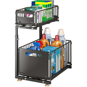 2 Tier Expandable Under Sink Kitchen <strong>Cupboard</strong> Cabinet Pull-Out Drawers Storage Cabinet Organizer Adhesive <strong>Spice</strong> Storage <strong>Rack</strong> - Product Image 1