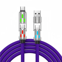 Câble de charge USB multifonction 4 en 1 MAX 240W, cordon de charge rapide avec A+Type C pour iPhone, iPad, Galaxy, MacBook, tablettes, blindage en feuille d'aluminium
