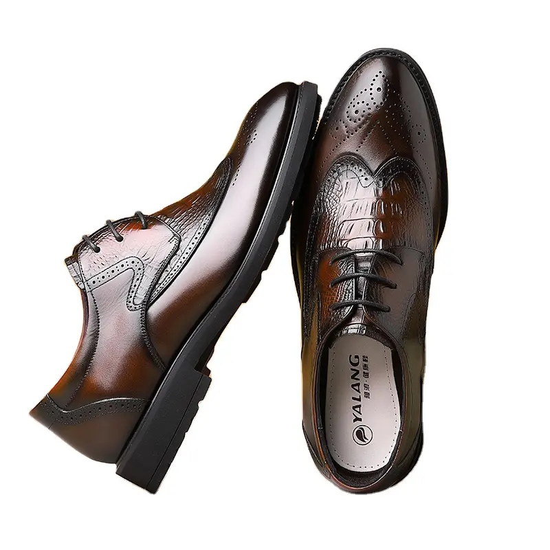 Mens Dress Shoes Business Oxfords Lace Up Leather Shoe Party Lightweight Glossy Flats Fashion Slip On