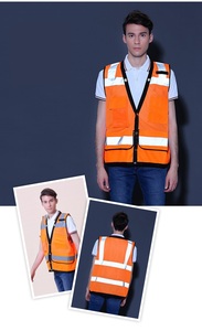 Chalecos reflectantes disponibles al por mayor personalizables con texto impreso adecuado para la Seguridad del Tráfico Desgaste - Product Image 6