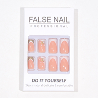 Faux ongles en acrylique ABS de type simple motif de cercueil Style salon en forme de U doigts à presser avec conception de ballet de colle pour ongles de bricolage