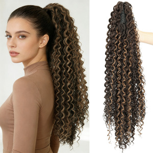 Cola de Caballo Sintética Rizada de 24 Pulgadas con Clip, Resistente al Calor, para Mujeres Afroamericanas, Fibra de Alta Temperatura - Product Image 4