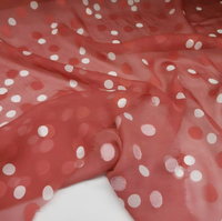 Tissu jacquard à pois en soie pure 8mm, Georgette de soie pure, Tissu de soie de mûrier de qualité 6A