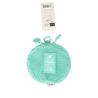 Pochette ronde en maille avec fermeture éclair, sac de rangement en tissu pour écouteurs, cosmétiques, petits accessoires, organisateur de voyage portable