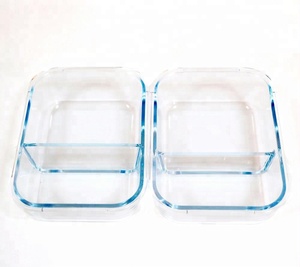 <strong>Glass</strong> <strong>Food</strong> <strong>Container</strong> <strong>2</strong> <strong>Compartment</strong> New Product Partition <strong>Glass</strong> Lunch Boxes - Product Image 4