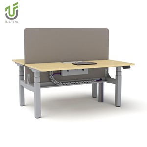 Iultra động cơ kép điện cực rộng bàn đứng cho 2 người dùng tùy chọn Bảng điều khiển riêng tư hiện đại để tăng hiệu quả hợp tác làm việc - Product Image 6