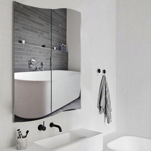 <span class=keywords><strong>Armoire</strong></span> miroir ondulée <span class=keywords><strong>à</strong></span> double porte avec rangement intégré pour salle de bain d'hôtel - Product Image 2