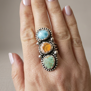 925 Solid Sterling Silver Statement Ring Stunning Oyster & Turquoise Natural Gemstone for Engagement Wedding Party Anniversary - Product Image 3