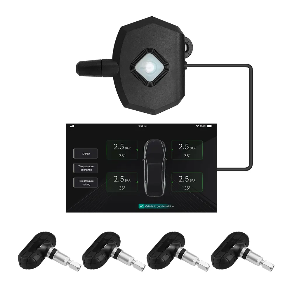 Sistema de presión de neumáticos de coche USB TPMS para Android Car DVD Radio Display La temperatura y la presión con alto grado de precisión