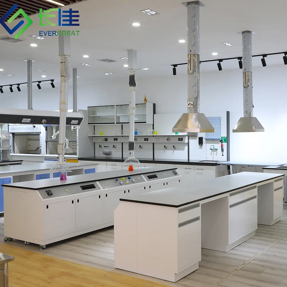 Muebles de laboratorio modernos, Banco de metal con resina acrílica, equipo de trabajo