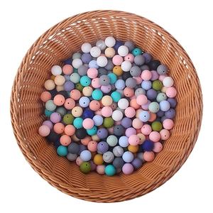 Am Azon vente chaude perles de silicone de qualité alimentaire anneau de dentition bébé perles de dentition 15mm rond bricolage sucette chaîne Bracelet jouet accessoires - Product Image 1