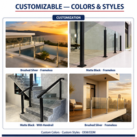 304/316 Edelstahl Rahmenloses Glasgeländer mit Modernem Design für Innen-/Außenbereich auf Balkon, Treppe, Terrasse & Pool