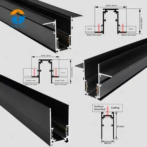 Lampu Sorot Rel Magnetik Liontin Tersembunyi Permukaan COB Dalam Ruangan 18W, Lampu Jejak Magnetik Lampu Jalur Magnet Linier