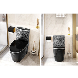 Toilettes en Toile <span class=keywords><strong>de</strong></span> céramique noire et <span class=keywords><strong>argent</strong></span>ée, vente directe <span class=keywords><strong>d</strong></span>'usine, toilettes en une pièce, Commode - Product Image 3
