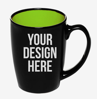 Mug à café en céramique bicolore au design classique, 12 oz, impression de logo personnalisé, cadeau promotionnel d'entreprise, vente en gros