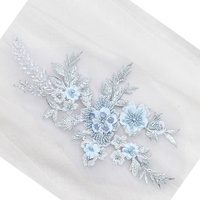 Applique en dentelle perlée 3D en fibre acrylique pour broderie d'ongles, patch décoratif pour veste, fleur pour robe de mariée, accessoires de costume DIY